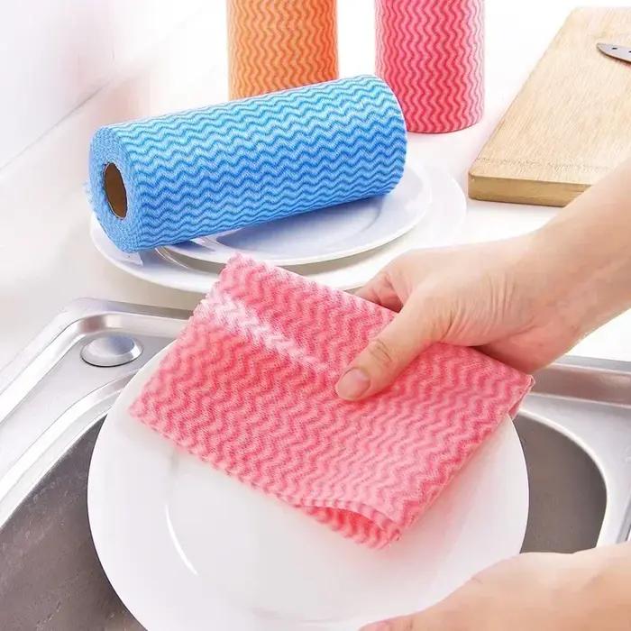 50 pièces/rouleau torchon jetable cuisine tissu rouleau