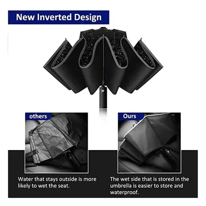 Parapluie pliant inversé entièrement automatique pour hommes et femmes