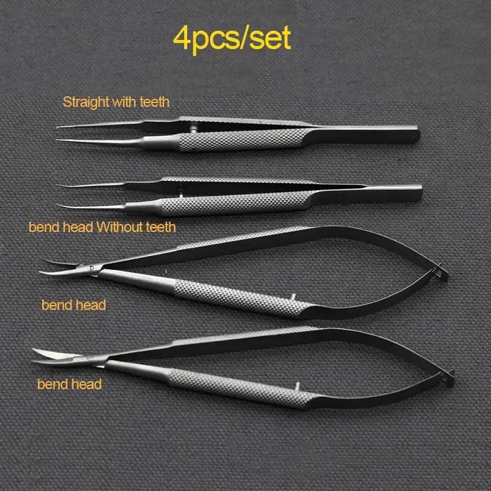 12,5 cm, acier inoxydable, instrument, ensemble, pince, aiguille, support, ciseaux, ophtalmique, ins