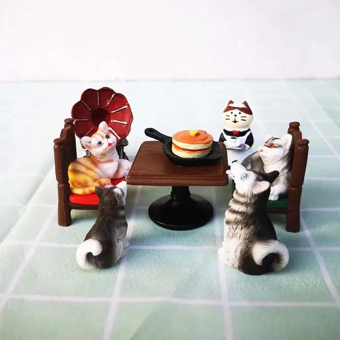 Ornement de bonsaï de chien Husky et de chat en résine pour décoration intérieure et extérieure pour amoureux des animaux et de la nature