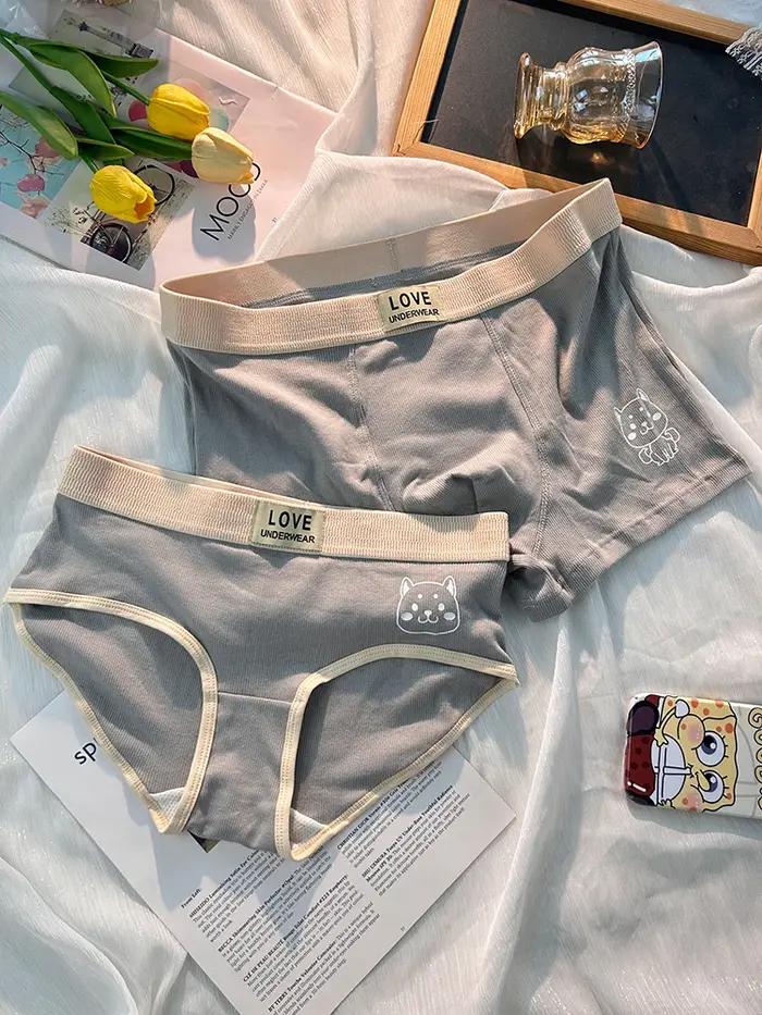 Ensemble de sous-vêtements en coton pour couple, un homme, une femme, sexy, pur désir, dessin animé mignon, été, nouveau, 2024