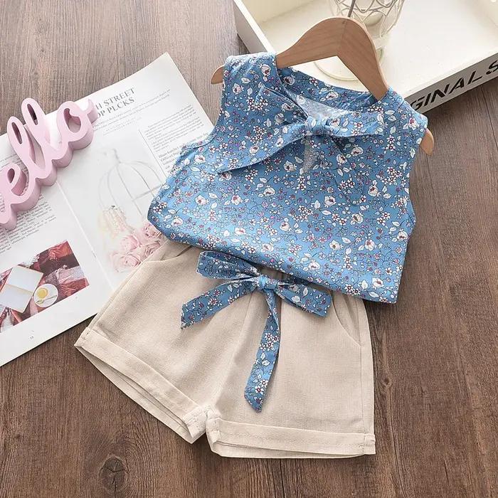 Vêtements d'été pour bébés filles, gilet sans manches et short, 2 pièces/ensembles, vêtements pour tout-petits, Costume de mode pour nourrissons, survêtements pour enfants, nouvelle collection