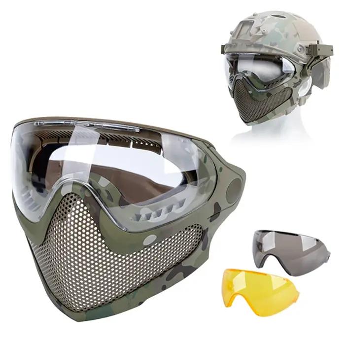 Tactical Full Face Mask Paintball Airsoft Cs Shooting Steel Mesh Breathable Prot