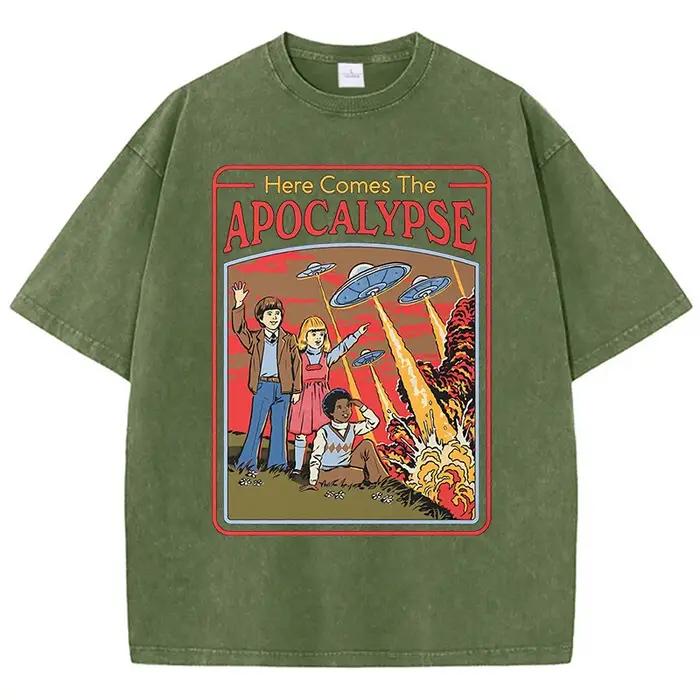 Voici l'Apocalypse Ufo lavé rétro hommes vêtements surdimensionné qualité Streetwear mode couverture