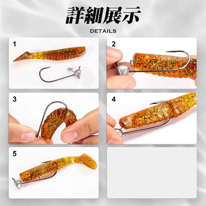 Hunthouse 3.5g 5g 6.5g 4 pièces/sac gabarits à tête fragile hameçon de pêche souple à face plate Shakey Jig matériel