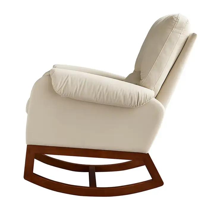 Chaise à Bascule Moderne et Confortable en Velours, Beige, pour Salon et Salle de Lecture