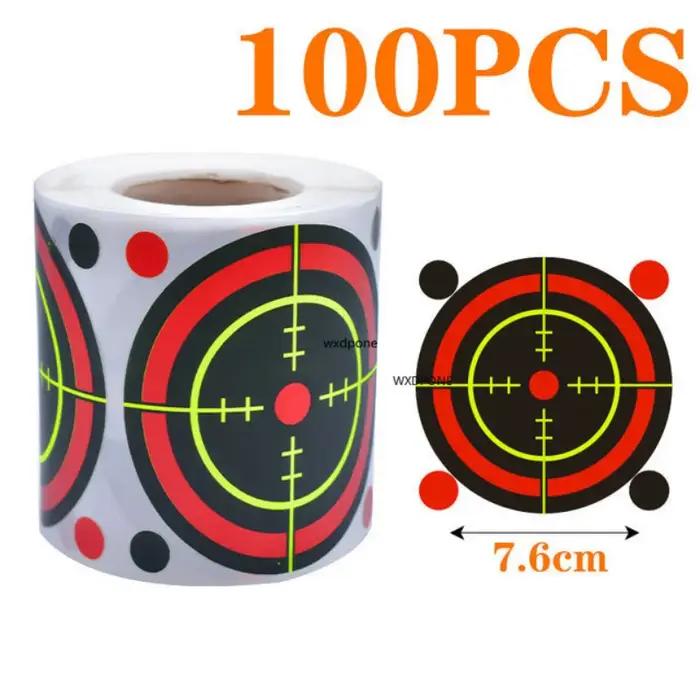 100 cibles autocollantes réactives aux impacts de balle, par rouleau, 7,50 cm, couleurs variées, pou