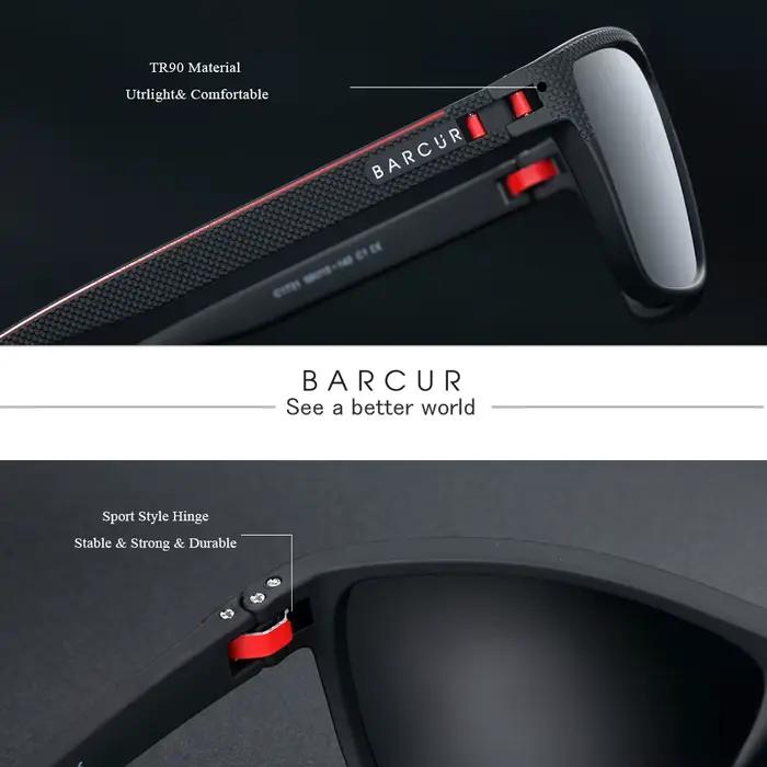 BARCUR hommes lunettes de soleil polarisées TR90 léger pêche voyage lunettes de soleil femmes lunett