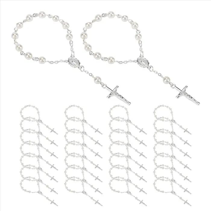 Chapelet de baptême en fausses perles, 30 pièces, pour communion