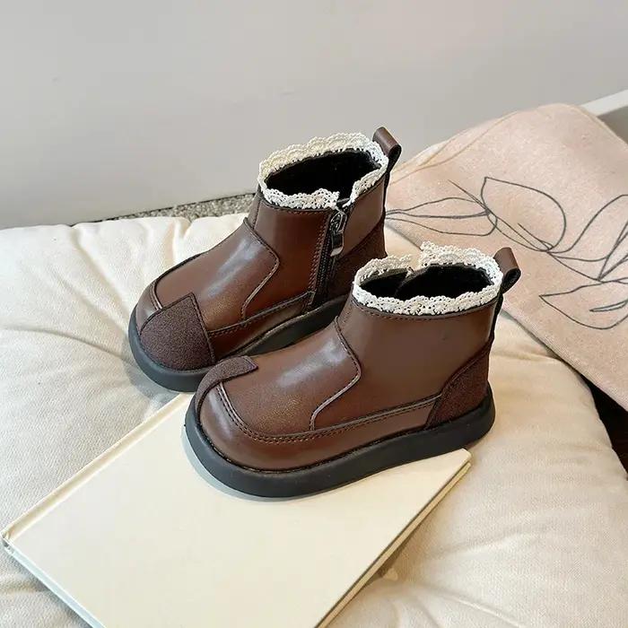 Bottes de princesse en coton avec dentelle douce pour enfants