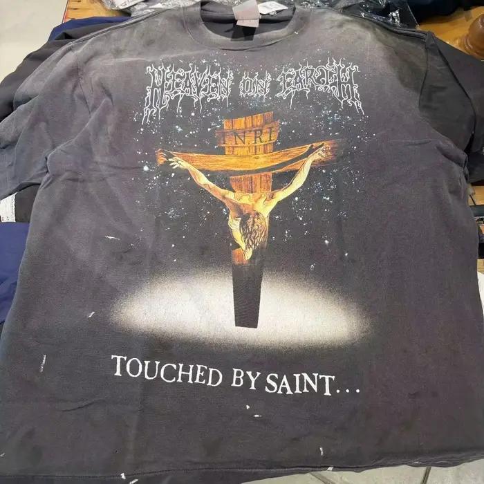 Saint Michael – T-shirt à manches courtes et col rond pour homme, imprimé créatif, lavé, pour couple, Ropa Hombre