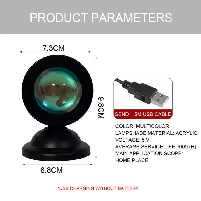 Mini lampe de coucher de soleil USB, projecteur Led, veilleuse, interrupteur 16 couleurs, atmosphère