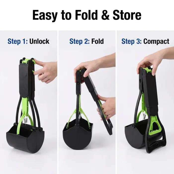 Ramasse-crottes pliable pour animaux de compagnie de 70 cm avec poignée extensible pour promener les grands chiens