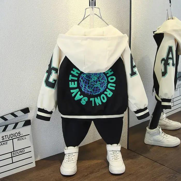 Mode garçons couleur bloc veste de Baseball 2025 printemps automne bébé fille lettre imprimer décontracté à capuche ferm
