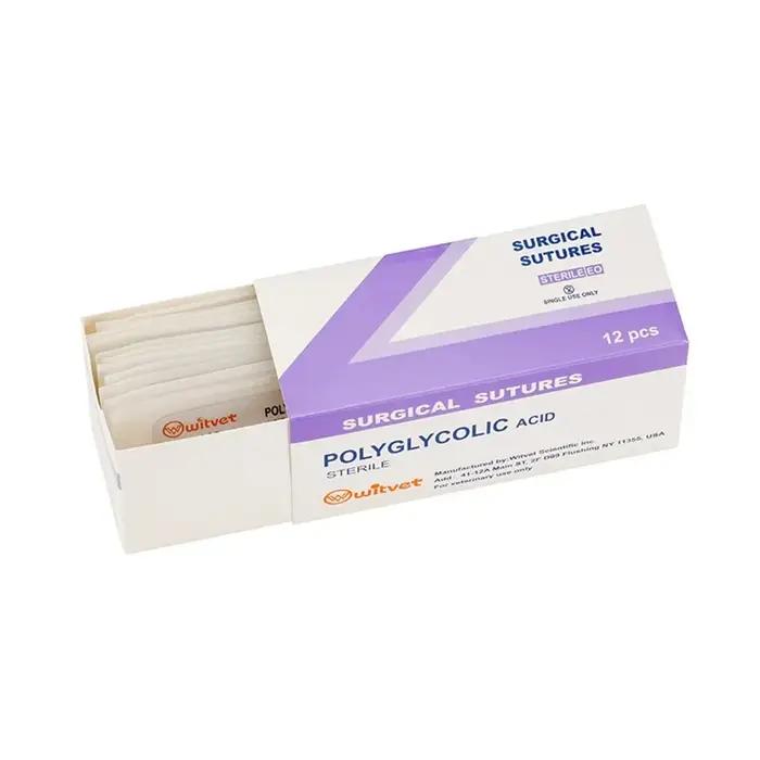 12 pièces de fil de suture résorbable PGA spécifique pour animaux de compagnie