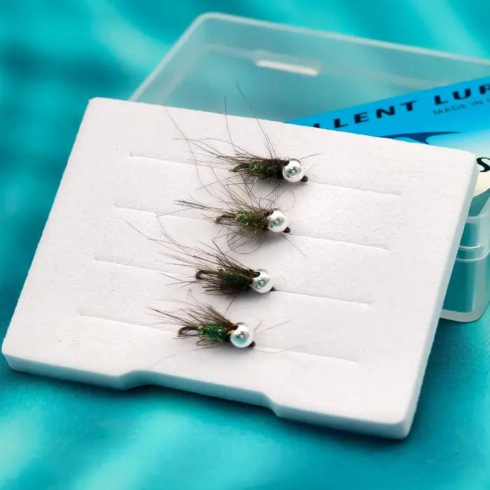 ANFS Euro Nymph Kit de mouches de pêche à la mouche de 4 paquets-gabarit en tungstène