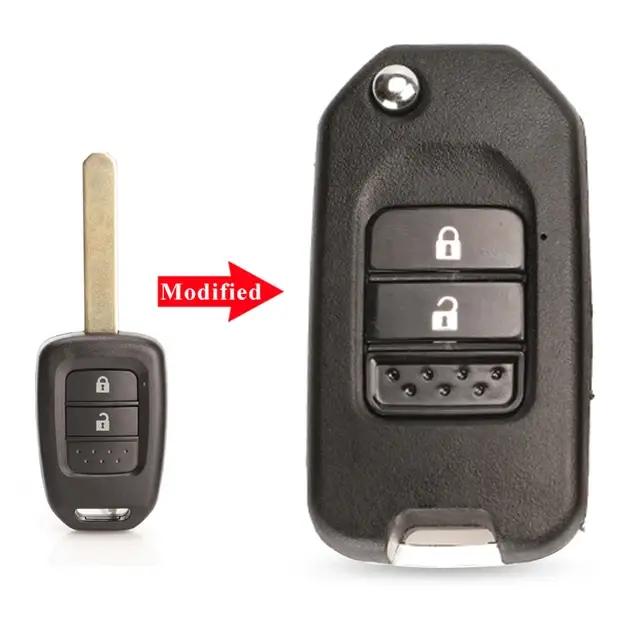 KEYECU 4 boutons modifié rabat coque de clé à distance pour Honda FIT ACCORD XRV VEZEL CITY JAZZ CIVIC HRV étui de clé