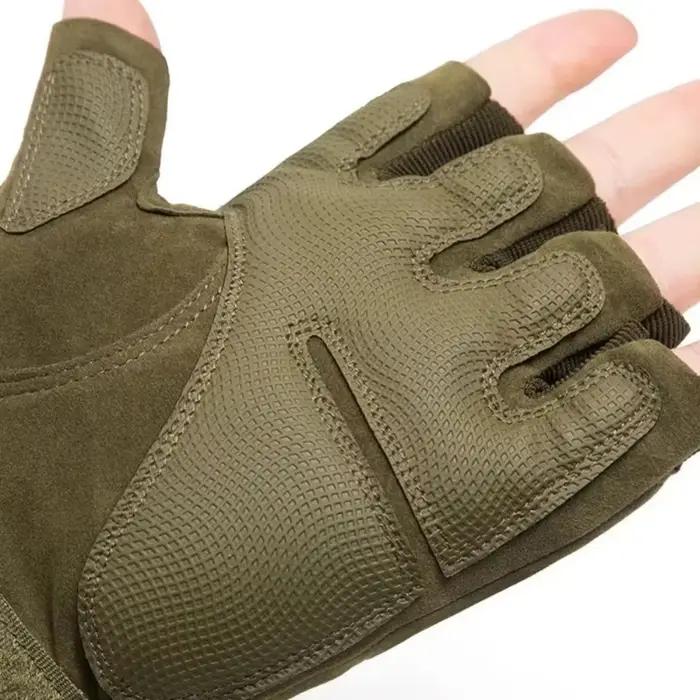Gants tactiques mi-doigts anti-dérapants pour paintball airsoft chasse vélo hommes - Équipement de protection