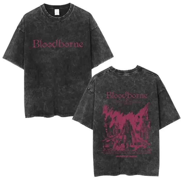 T-shirt vintage lavé Bloodborne Fear The Old Blood pour hommes et femmes