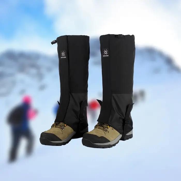 Guêtres de jambe réglables et imperméables pour randonnée chasse neige escalade et raquettes en polyester noir résistant à l'eau et à la boue