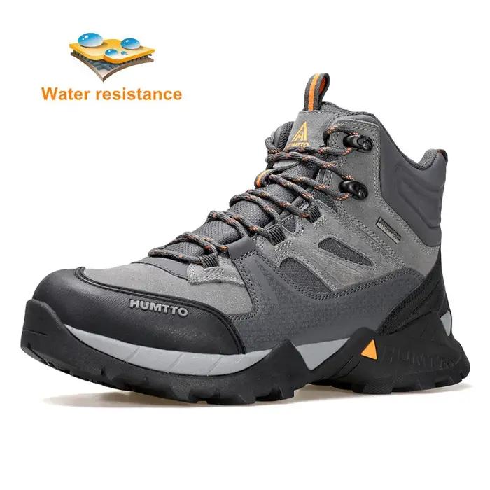 Bottes de randonnée imperméables HUMTTO pour homme, chaussures d'extérieur en cuir véritable, confort et protection pour randonneurs et amateurs de plein air