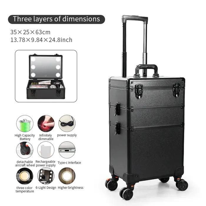 Organisateur de maquillage avec lumières LED mrirror-grand chariot à cosmétiques