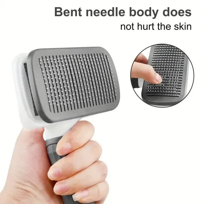 Brosse de toilettage pour animaux de compagnie avec système d'élimination des poils en un clic