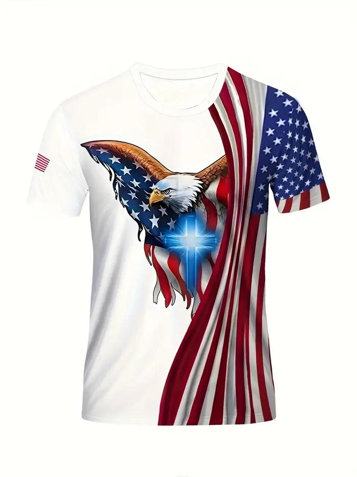 T-shirt à manches courtes imprimé aigle pour hommes