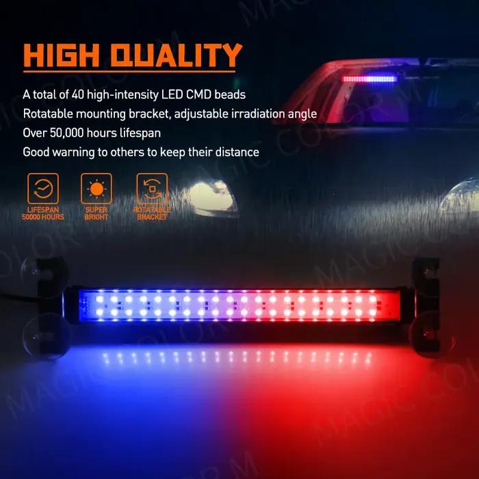 Lampe stroboscopique d'urgence à 40 LED, Flash d'avertissement, barre de pare-brise automatique, lam
