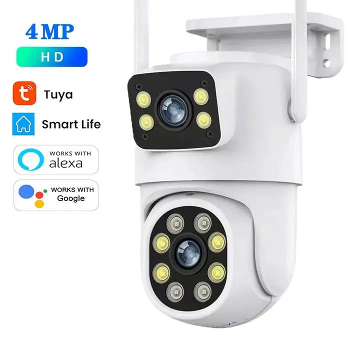 Caméra de surveillance extérieure 4K 8MP Tuya PTZ double objectif avec IA et suivi automatique pour chasse