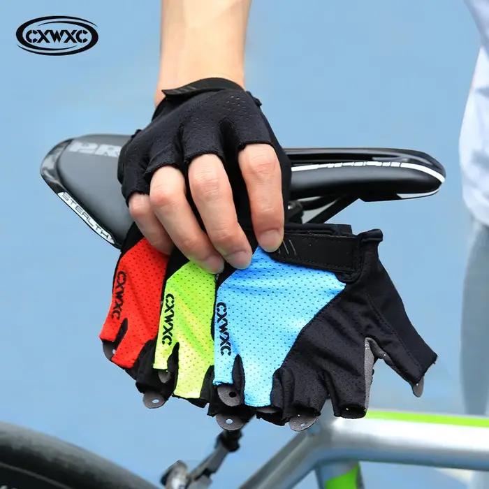 Gants de vélo VTT CXWXC à demi-doigts avec paume épaissie de 6 mm, antichoc et antidérapants, en tis