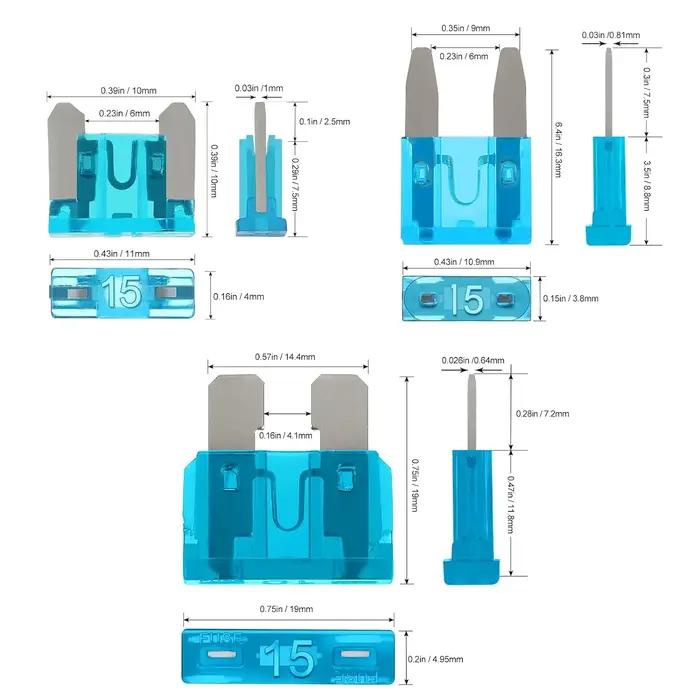 Kit assorti de 180 fusibles automobiles avec 60 mini fusibles à lames, 60 standard et 60 micro-fusibles pour protection précise et sécurité routière