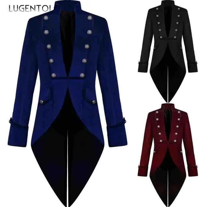 Veste de smoking vintage en polyester solide pour homme style steampunk et médiéval à col montant pour occasions spéciales et fêtes