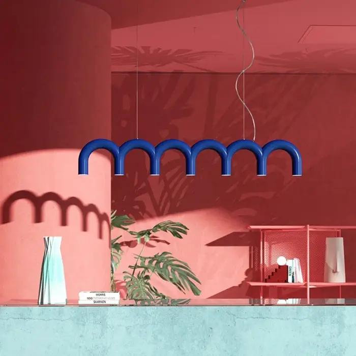 Lustre LED en forme de U au design post-moderne, lampe à suspension en arc nordique, décor de bar, c