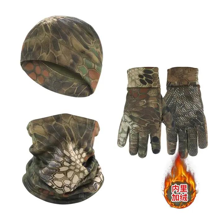 Set tactique 3 pièces Mcap Plus polaire - Gants masque bonnet hiver chasse outdoor extrême