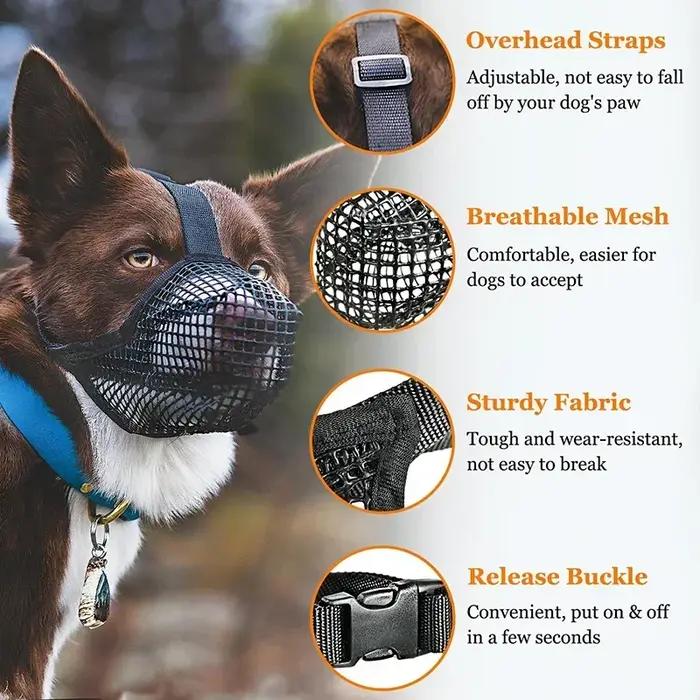 Couvre-bouche réglable et respirant pour chien