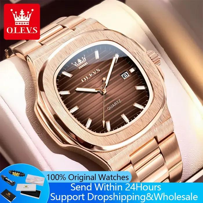Montre quartz OLEVS 3696 homme luxe calendrier étanche affaire bracelet homme grand cadran lumineux simple élégant