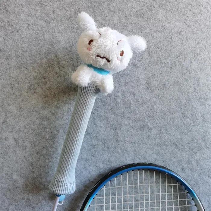 Couverture de poignée de raquette de Badminton pour chien blanc