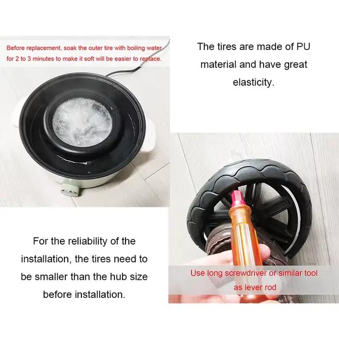 Pneu de roue de poussette pour Uppababy Cruz V1, pneu de roue arrière en PU sans chambre à air, enti
