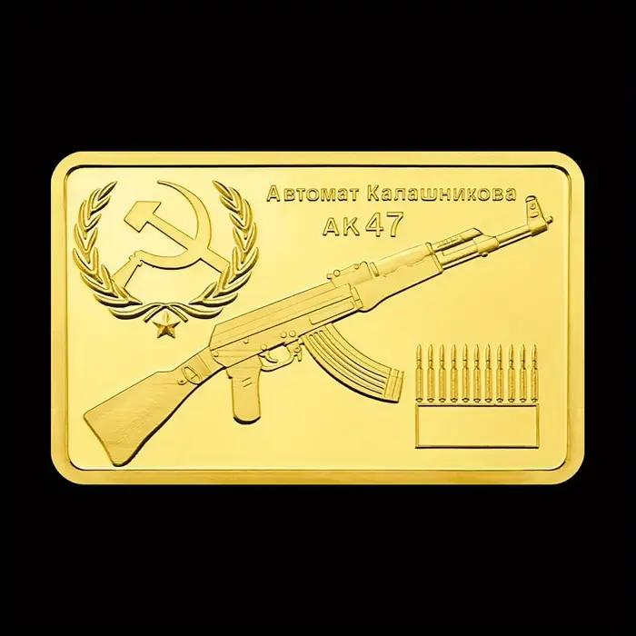 Russie Union soviétique Army Military DstressCase Kalachnikov Père de la AK-47 Gold Bullion Bar Collections