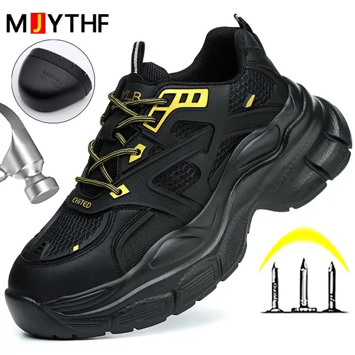 Chaussures de sécurité pour femmes, chaussures de travail anti-écrasement et anti-perforation, baskets à plateforme, chaussures de protection antidérapantes à bout en acier