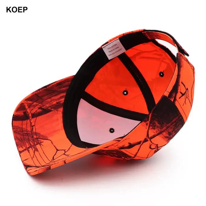 Casquette de chasse camouflage orange - Modèle snapback forêt pin cyprès sécurité visibilité