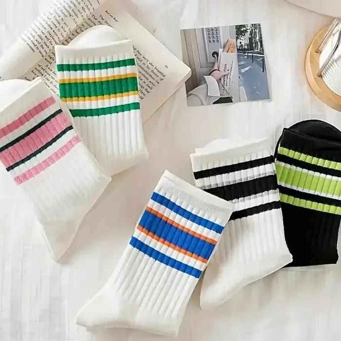 Lot chaussettes sport mi-mollet femme - Modèle barres parallèles anti-transpiration durable