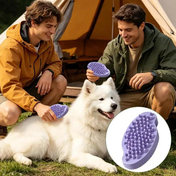 Brosse de bain pour chien avec poignée antidérapante