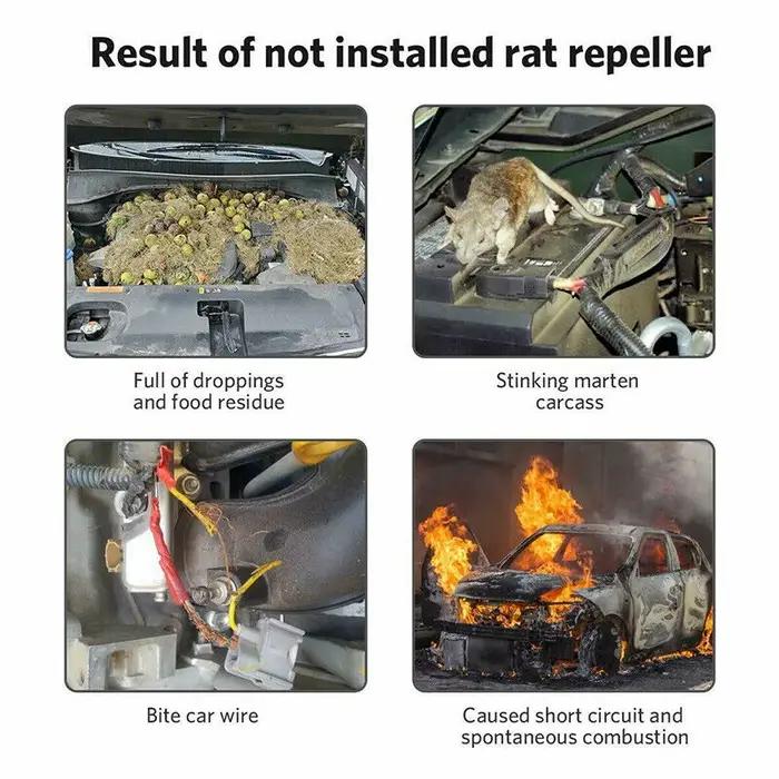 Répulsif Anti-rat 12V Technologie Ultrasonique pour Éloigner Souris et Rats Accessoire de Voiture pour Sécurité et Confort Durant les Voyages