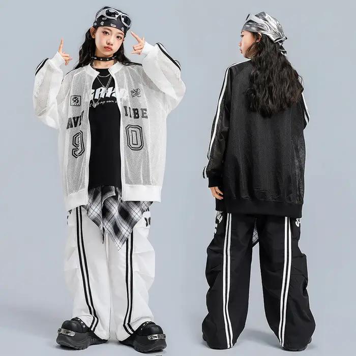 Enfants garçons filles Streetwear Hiphop maille Baseball veste pantalon ensembles enfants manteau pa