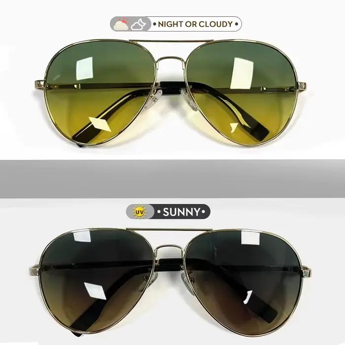 Top marque pilote lunettes de soleil photochromiques hommes polarisées jour nuit conduite lunettes f