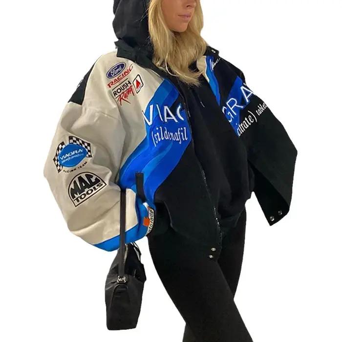 Blouson aviateur de moto pour femme Style Streetwear Imprimé Hip Hop Manches Longues Manteau Zippé Occasions Spéciales