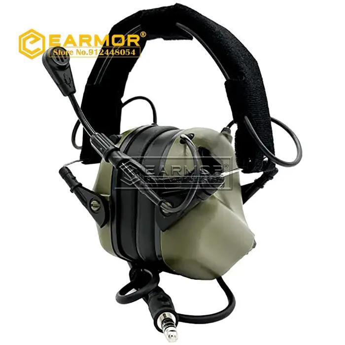 Casque de chasse EARMOR M32 MOD4 avec amplification sonore, microphone et cache-oreilles, veste Nato TP120 noir