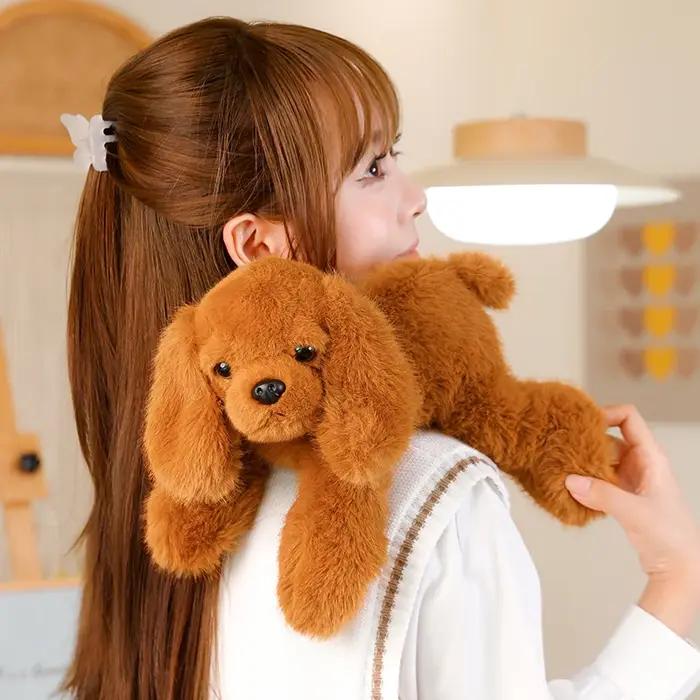 Peluche chiot noir kawaii 30cm en tissu rempli de coton PP jouet en peluche doux pour adultes et enfants de plus de 14 ans occasions spéciales